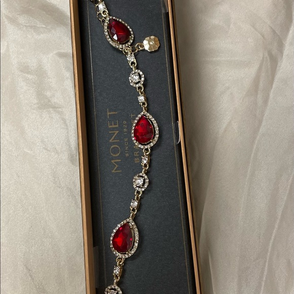 Monet Adjustable Bracelet with clear and red Rhinestone retail $26 at JCP